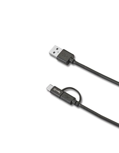 CELLY USBCMICRO CAVO USB/MICROUSB/TYPE-C 1M NERO