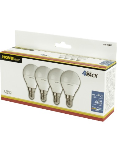 NOVALINE 4S40F LED E14 4PACK 6/40W 6500K L.FREDDA 480LUMEN SFERA