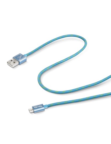 CELLY USBMICROTEXLB USB CABLE MICRO TEXTILE L.BLUE