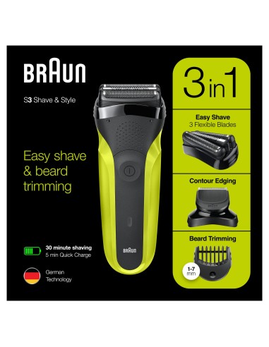 RASOI ELETTRICI: vendita online BRAUN 300BT RASOIO ELETTRICO NERO/ VERDE RICARICABILE in offerta