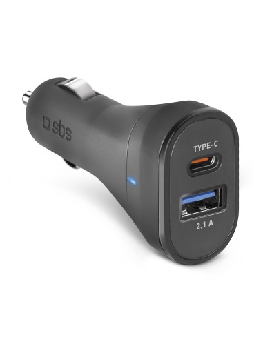 SBS TECRTC1USB2AUL CARICAB.AUTO 3100MAH ULTRA FAST CHARGE USB-C NERO