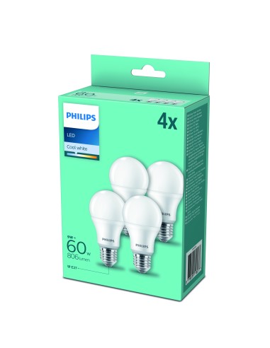 PHILIPS 718077 LED 4PACK E27 8W/60W 4000K 806LM GOCCIA SMERIGLIATA