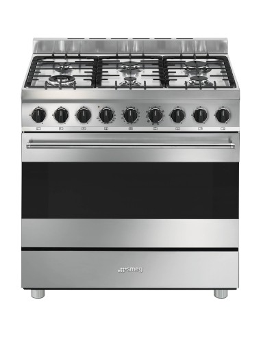 SMEG B91GMX2 CUCINA INOX 90X60 PROF. CLASSE A TERMOVENTIL. VAPOR CLEAN