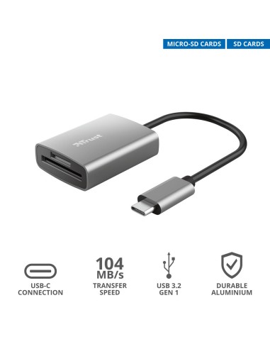 TRUST 24136 DALYX USB-C CARD READ READER IN ALLUMINIO