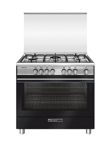 GLEM_GAS SB965MBK CUCINA 90X60 A+  4F.GAS+1TC NERA FORNO GIG. EL. 12F.