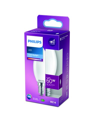 PHILIPS 762735 LED E14 6,5W/60W 6500K 806LM CANDELA VETRO