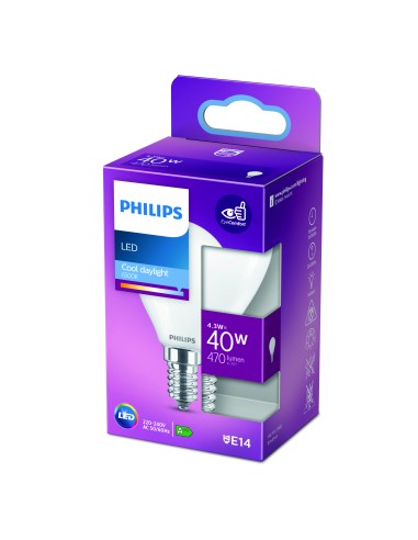 PHILIPS 763572 LED E14 4,3W/40W 6500K 470LM SFERA VETRO