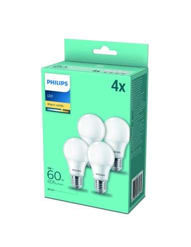 PHILIPS 774639 LED 4PACK E27 8W/60W 2700K 806LM GOCCIA SMERIGLIATA