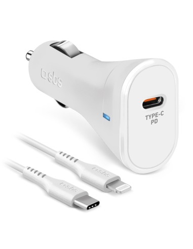 SBS TECRKITPD20LIGW ALIM.AUTO USB 2,1A/USB-C 20W CAVO LIGHTNING/USB-C