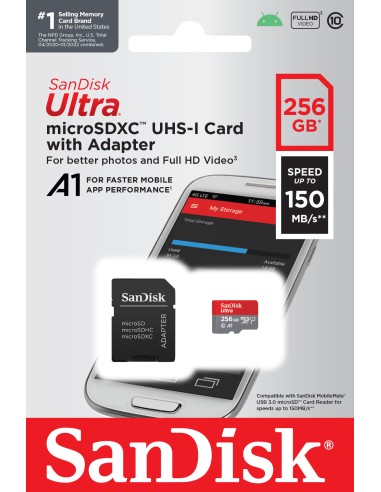 SANDISK MICROSD ULTRA 256GB XC ANDROID+AD. 150MB/S