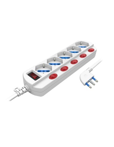 NOVALINE CEK05Y PRESA MULT. C/INTERR.MASTER+SINGOLI 5 SCHUKO/SPINA 16A