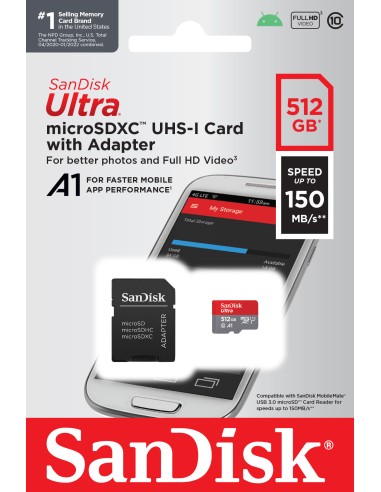 SANDISK MICROSD ULTRA 512GB XC ANDROID+AD. 150MB/S