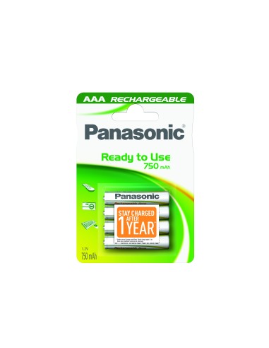 PANASONIC RECHARGEABLE AAA X4 750MAH MINISTILO PILE RICARICABILI