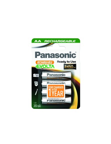 PANASONIC RECHARGEABLE AA X4 2450MAH STILO PILE RICARICABILI