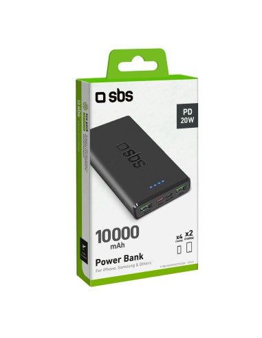 SBS TTBB10000FASTPD20K POWERBANK 10000MAH 2 USB + USB-C PD20 NERO