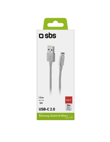 SBS TECABLETC15BS CAVO USB-C 2.0 1,5M CONN.METALLICI CAVO BRAIDED SILV