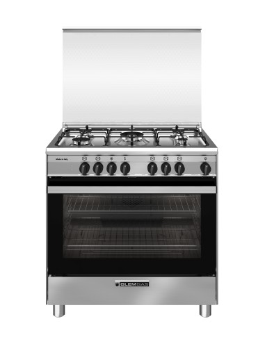 GLEM GAS SA865MI6 CUCINA A 80X60 INOX 4F+1TC F.E. 8F GRIGLIE PIATTINA