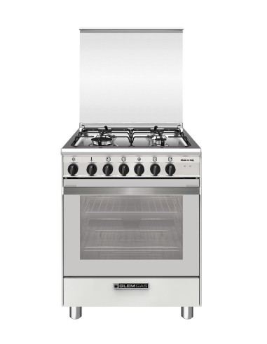 GLEM GAS SA664MWH6 CUCINA A 60X60  BIANCA 4F F.E. GRIGLIE PIATTINA