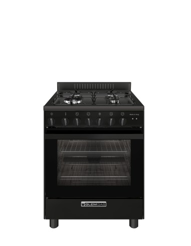 GLEM GAS SA66TMBK CUCINA A 60X60 NERO OPACO 3F+1TC F.E. GRIGLIE PIATT.