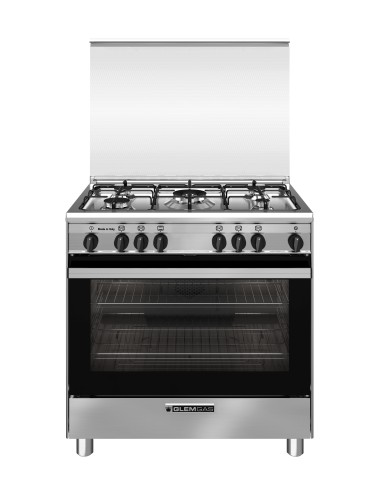 GLEM GAS SA865VI CUCINA A 80X60 INOX 4F+1TC F.GAS 8F GRIGLIE PIATTINA