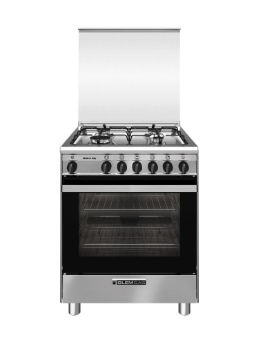 GLEM GAS SA66TVI CUCINA A 60X60 INOX 3F+1TC F.GAS 8F GRIGLIE PIATTINA